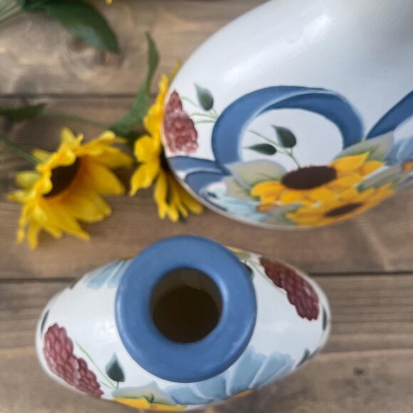 Vintage Hand Painted Sunflower Demijohn Vase Set - Picture 4 of 10